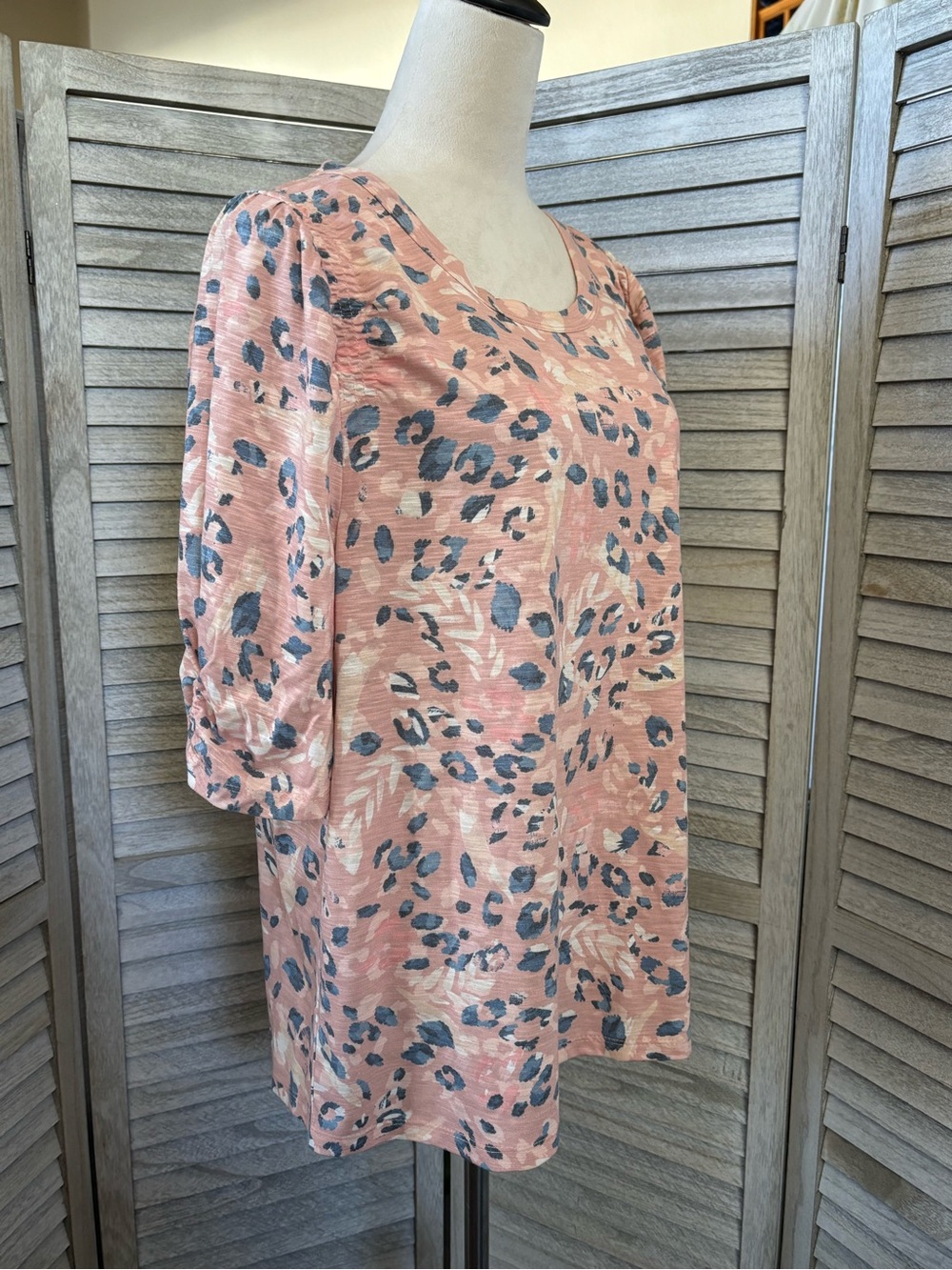 Democracy Blush Pink & Blue Abstract Animal Leopard Print Cottage Grandma Chic!